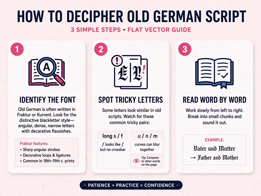 Schritte zum Lesen altdeutscher Schrift