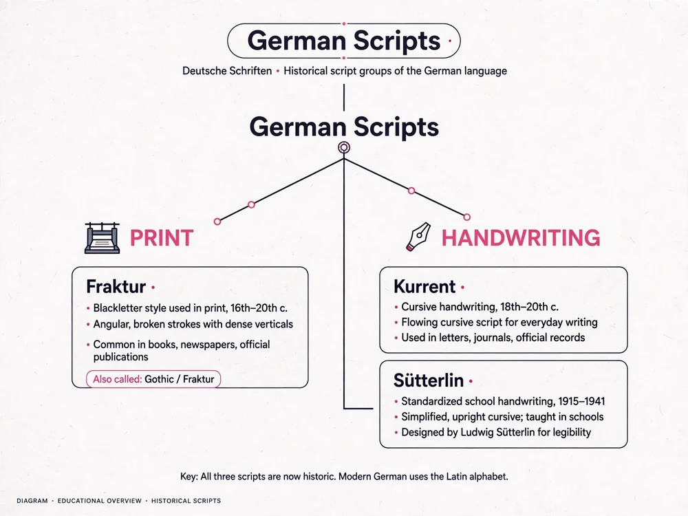 Einordnung von Fraktur, Kurrent und Sütterlin