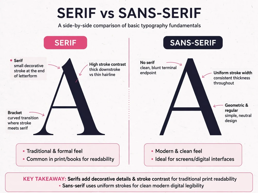Unterschied zwischen Serifenschrift und serifenloser Schrift